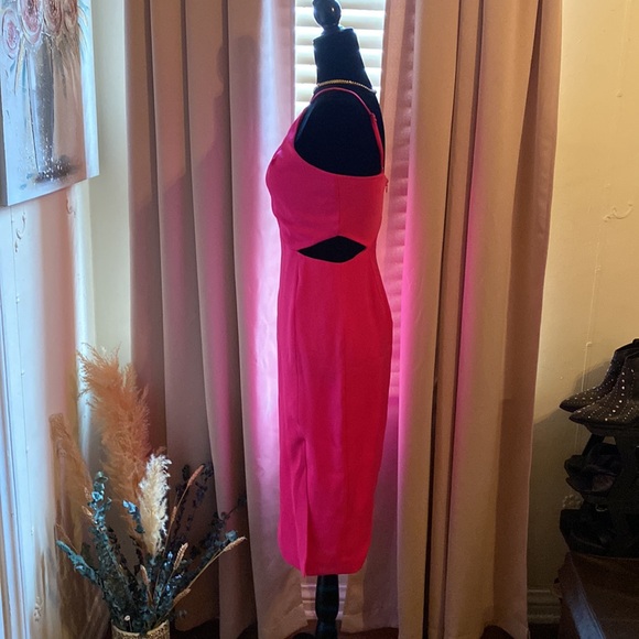 Hot Pink Midi Cutout Sheath Cocktail Dress. Women’s Size Small - Picture 7 of 10